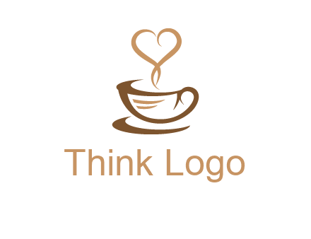 heart shape steam on coffee cup logo