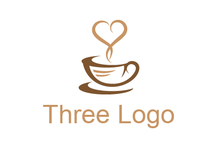 heart shape steam on coffee cup logo