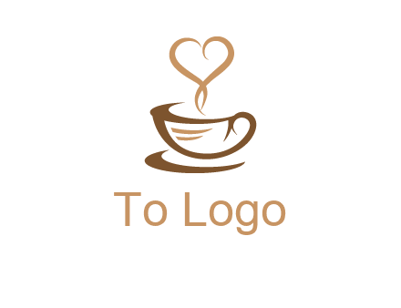 heart shape steam on coffee cup logo