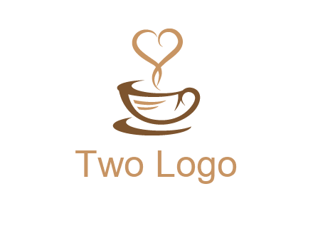 heart shape steam on coffee cup logo