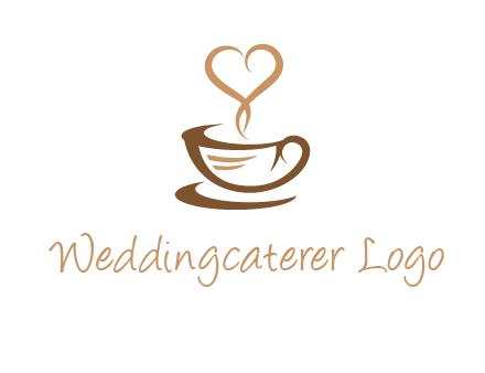 heart shape steam on coffee cup logo