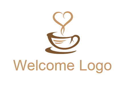 heart shape steam on coffee cup logo