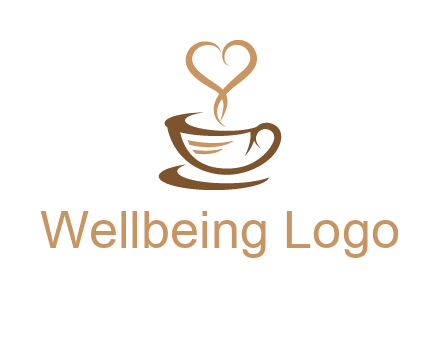 heart shape steam on coffee cup logo
