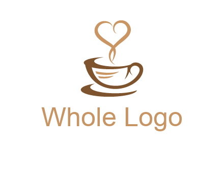 heart shape steam on coffee cup logo