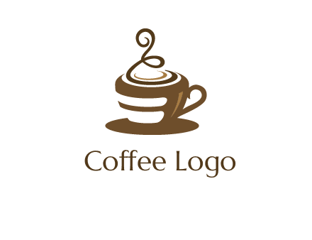 curly steam on coffee cup logo