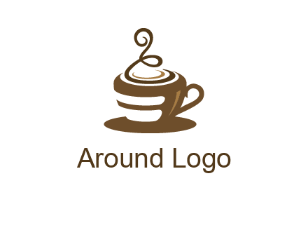 curly steam on coffee cup logo