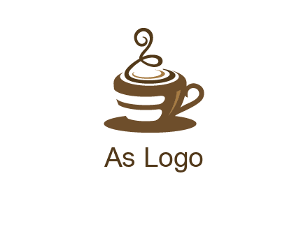 curly steam on coffee cup logo