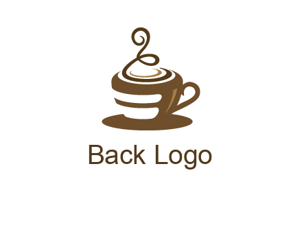 curly steam on coffee cup logo
