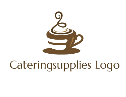 curly steam on coffee cup logo