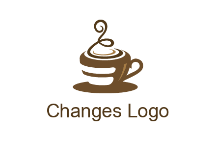 curly steam on coffee cup logo
