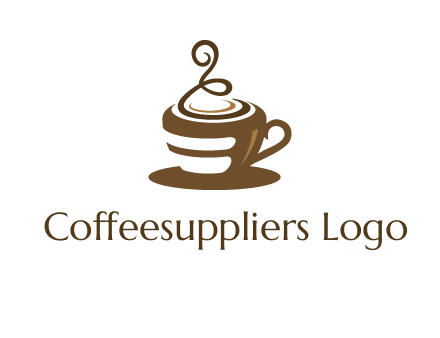 curly steam on coffee cup logo