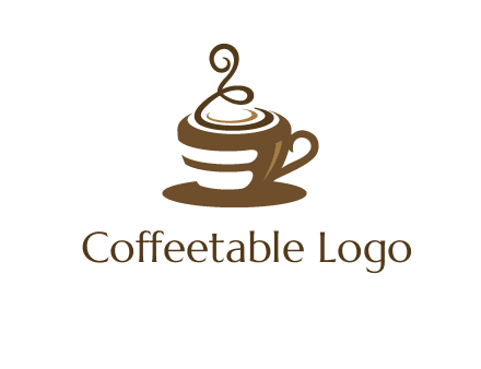 curly steam on coffee cup logo