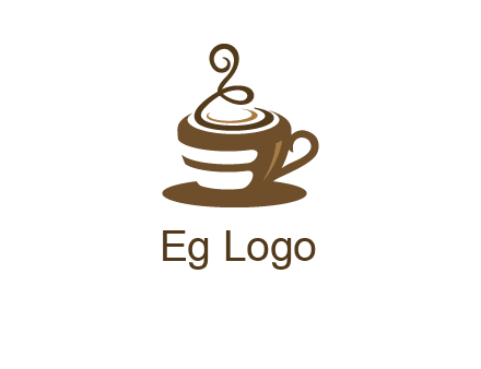 curly steam on coffee cup logo