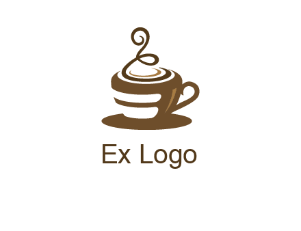 curly steam on coffee cup logo