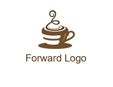 curly steam on coffee cup logo