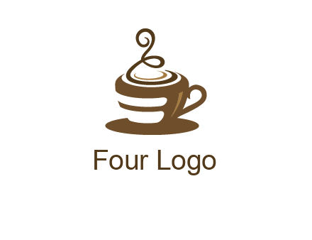 curly steam on coffee cup logo