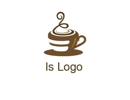 curly steam on coffee cup logo