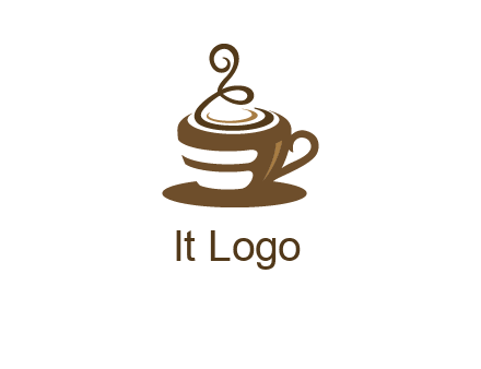 curly steam on coffee cup logo