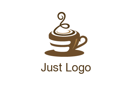 curly steam on coffee cup logo