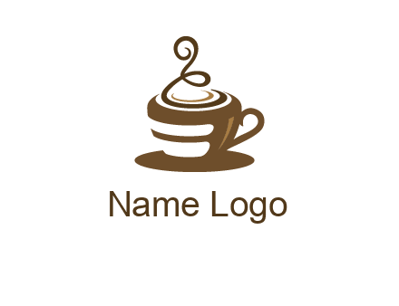 curly steam on coffee cup logo