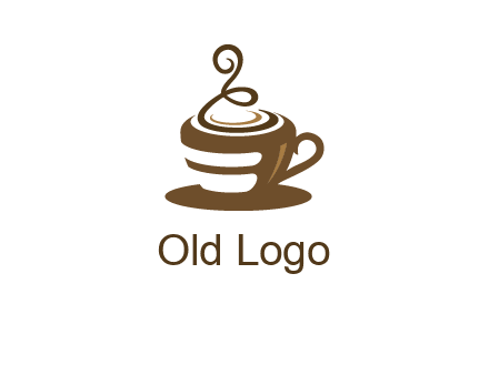 curly steam on coffee cup logo