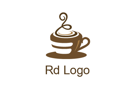 curly steam on coffee cup logo
