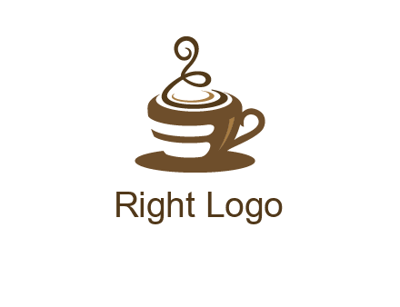 curly steam on coffee cup logo