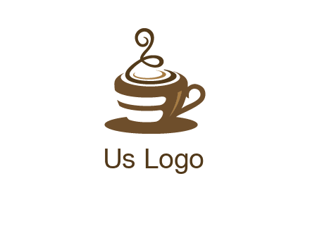 curly steam on coffee cup logo