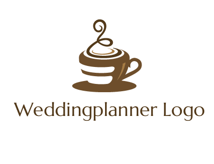 curly steam on coffee cup logo