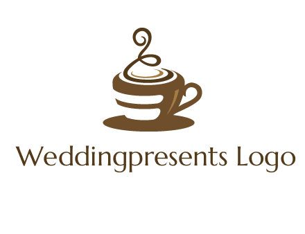 curly steam on coffee cup logo