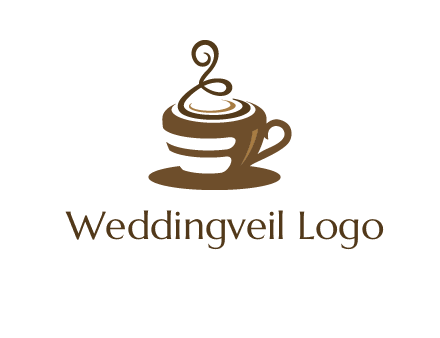 curly steam on coffee cup logo