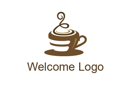 curly steam on coffee cup logo