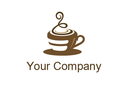 curly steam on coffee cup logo
