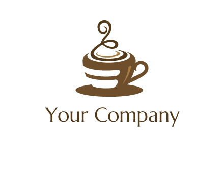 curly steam on coffee cup logo