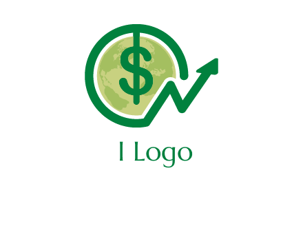 dollar in front of globe logo