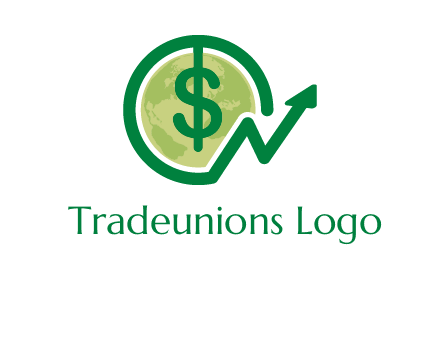 dollar in front of globe logo