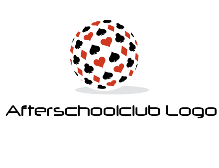 Globe with card suits vector