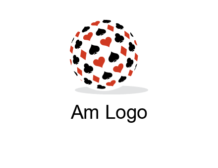 Globe with card suits vector