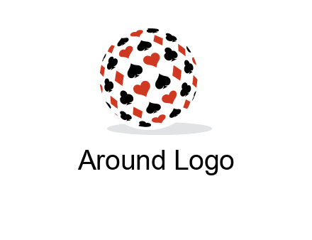 Globe with card suits vector