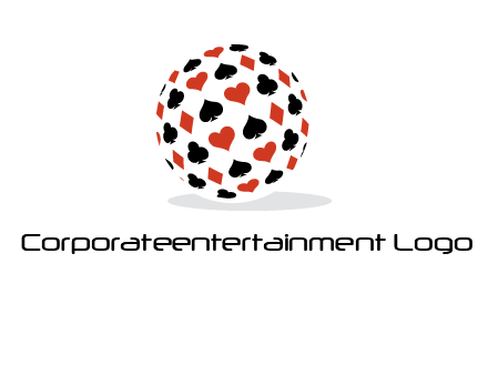 Globe with card suits vector