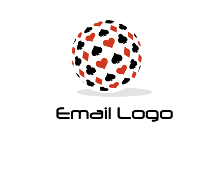 Globe with card suits vector