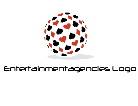 Globe with card suits vector