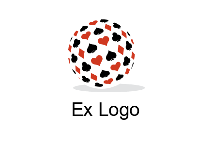 Globe with card suits vector