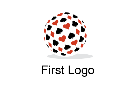 Globe with card suits vector