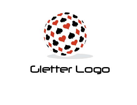 Globe with card suits vector