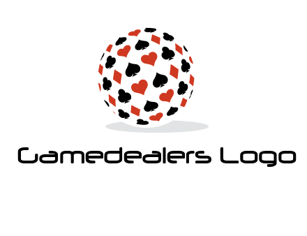 Globe with card suits vector