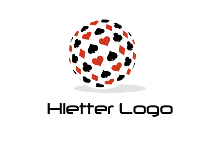 Globe with card suits vector