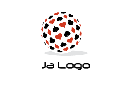 Globe with card suits vector