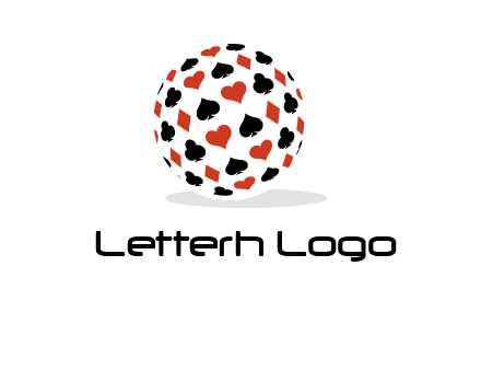Globe with card suits vector