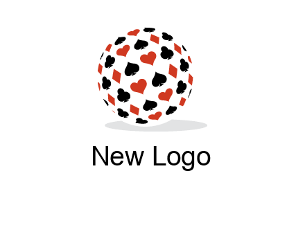Globe with card suits vector